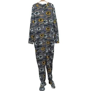 NFL Green bay Packers Men's XXL One Piece Zip Up Footie Sleepwear